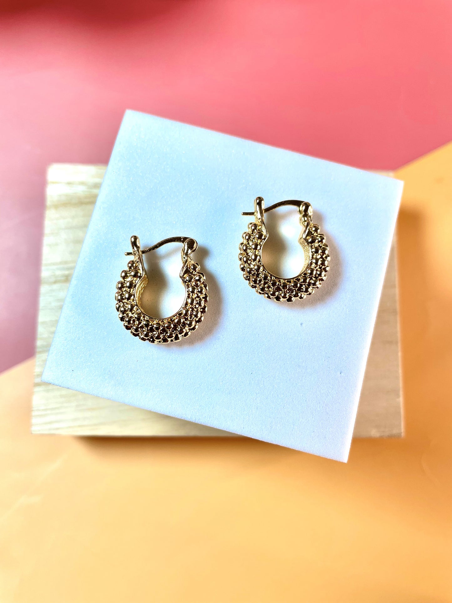 Gold Bubble Cuff Earrings