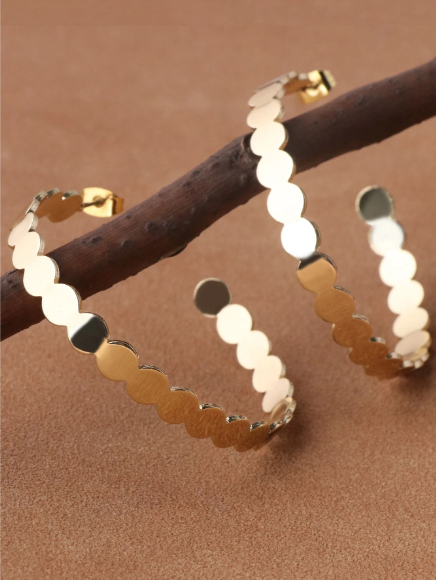 Gold Peplum Hoop Earrings