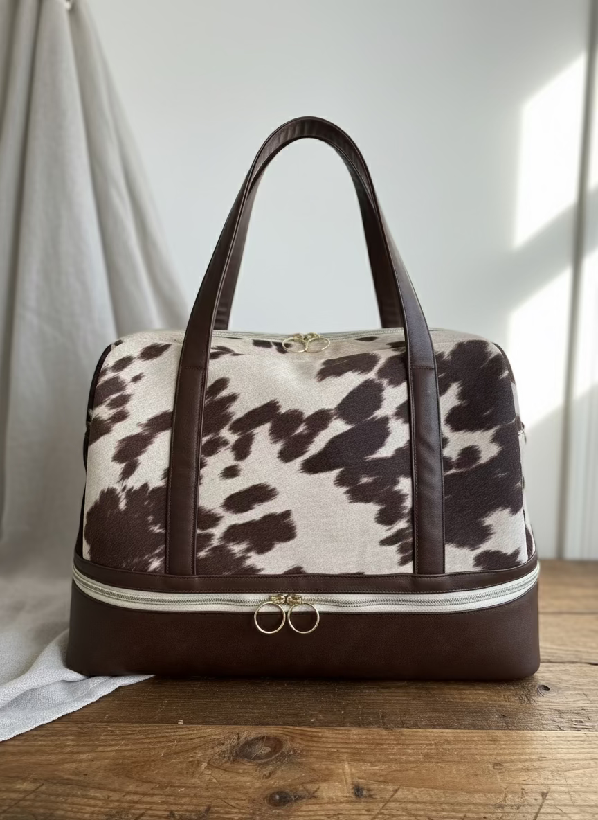 Shaye Cow Print Travel Bag